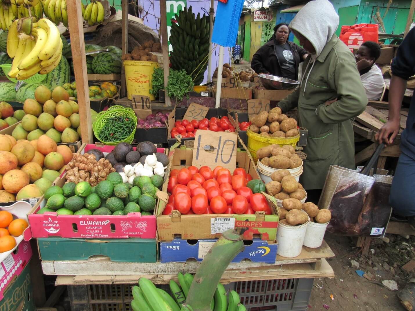 Picha ya soko la vyakula katika mji wa Ruaka, Kenya