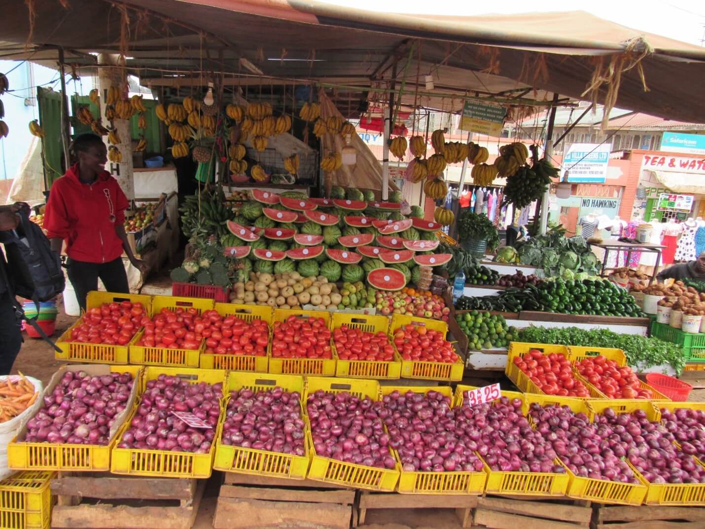 Picha ya soko la vyakula katika mji wa Ruaka, Kenya